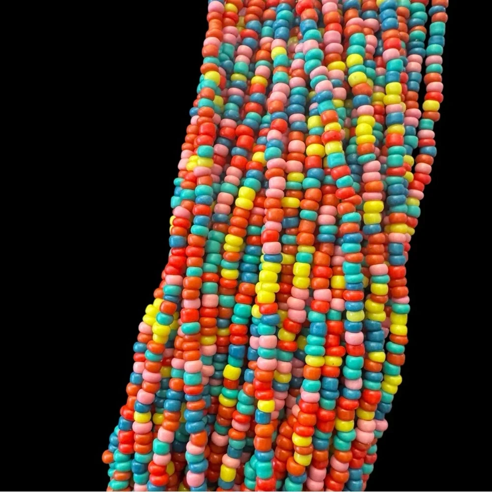 Multicolor Beaded Necklace with multi strands 18”